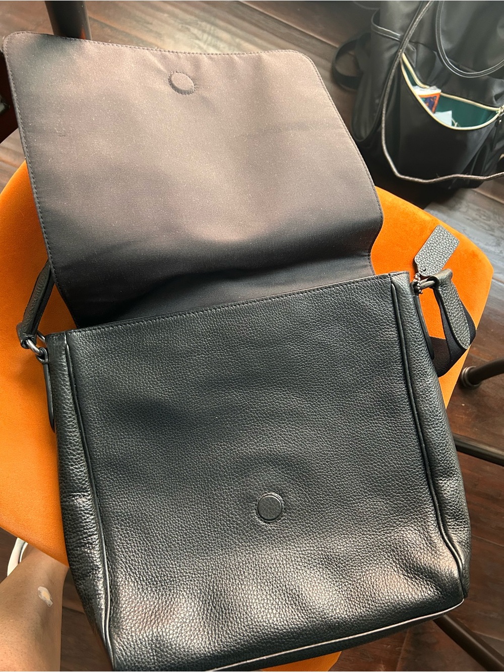 Coach Black Pebbled Leather Messenger Bag - Picture 2 of 3